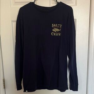 Salty Crew Navy Long Sleeve with Gold Logo